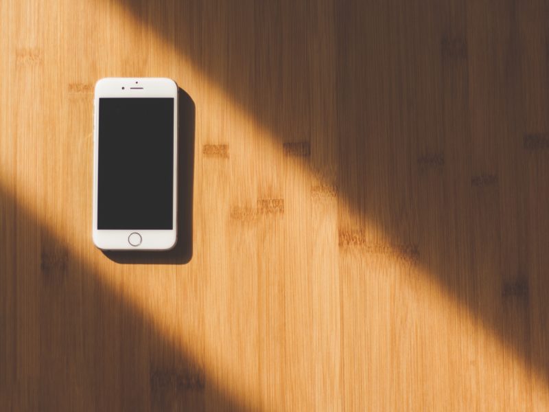 mobile phone on desk